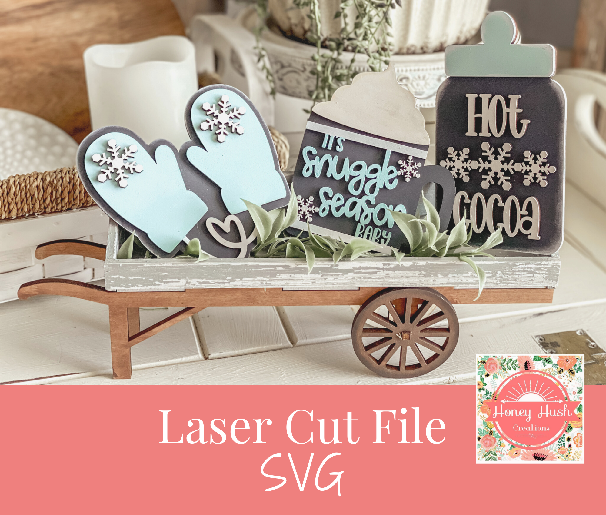 Hot Cocoa Inserts For Interchangeable Wheelbarrow SVG Laser Cut File