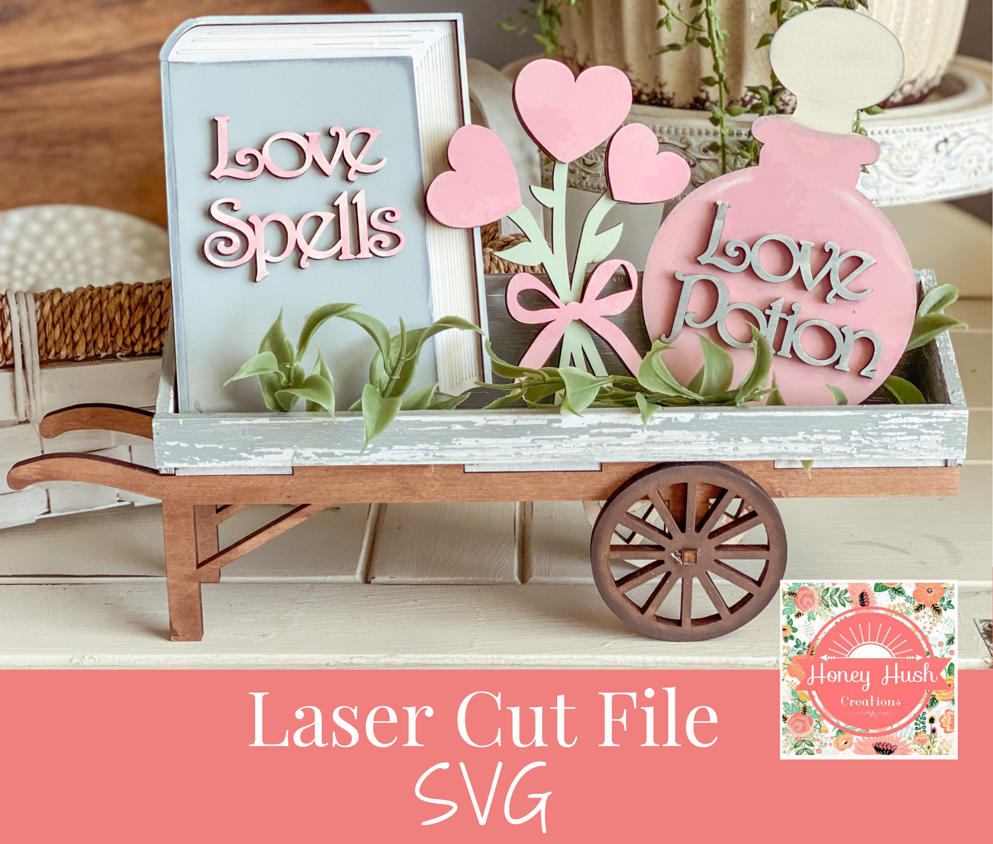 Valentines Inserts For Interchangeable Wheelbarrow SVG Laser Cut File