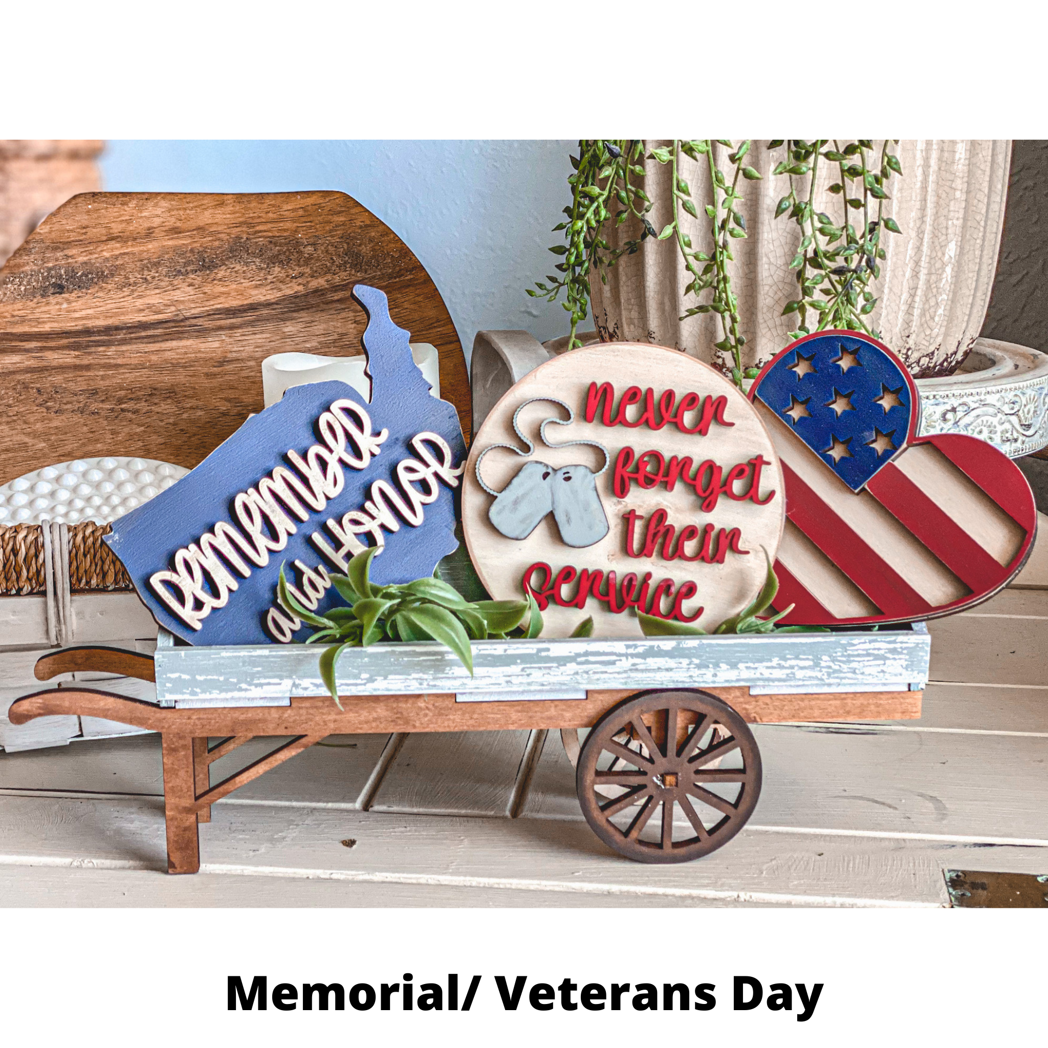 Memorial Veterans Day Inserts For Interchangeable Wheelbarrow SVG Laser Cut File