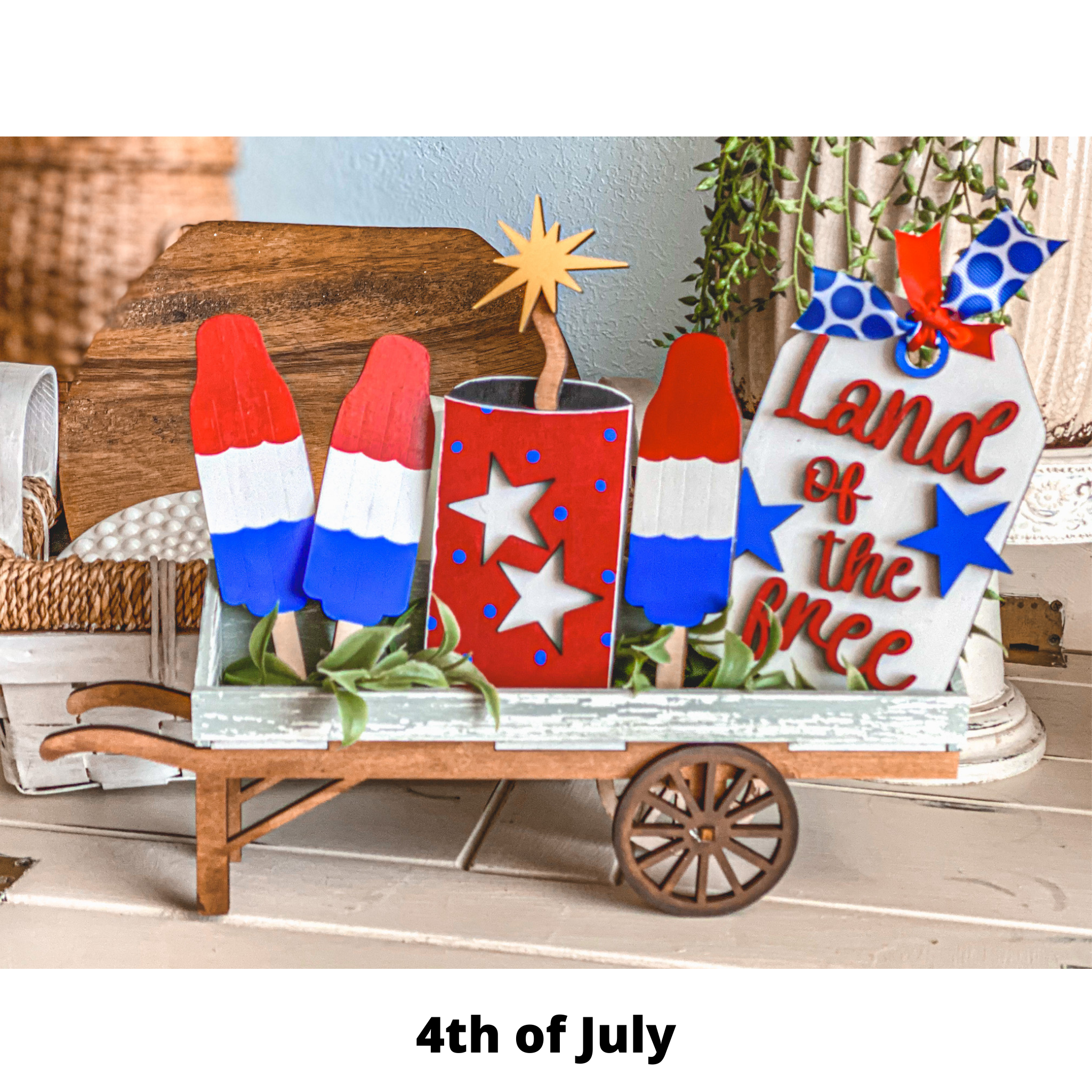 4th Of July Inserts For Interchangeable Wheelbarrow SVG Laser Cut File