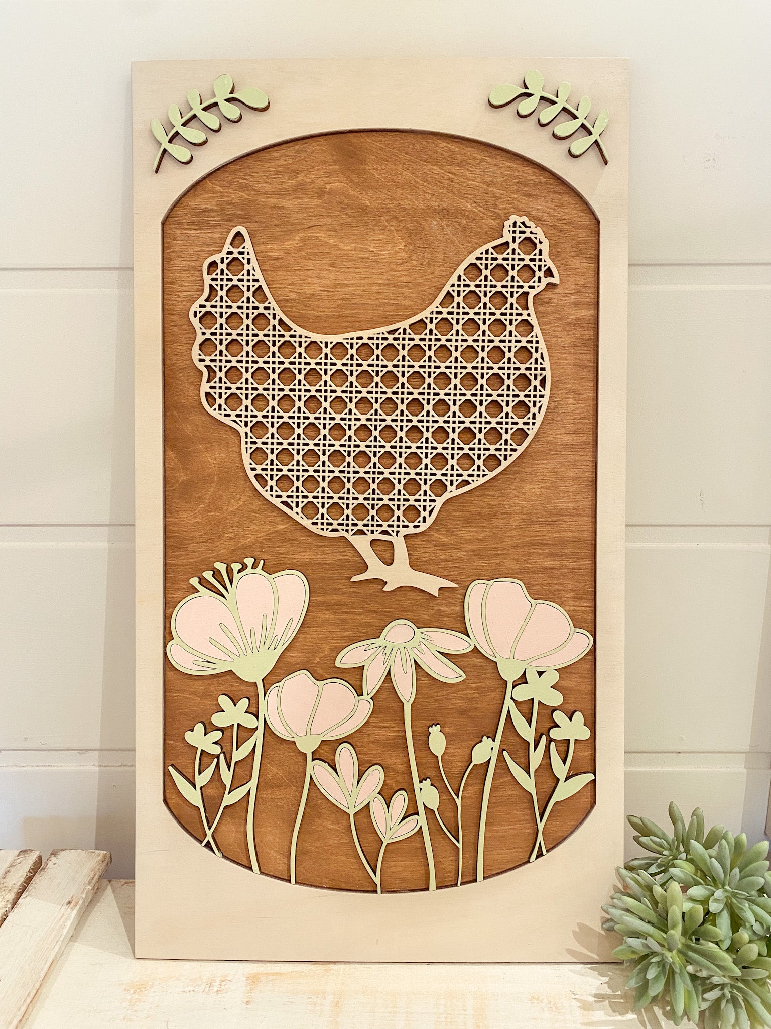 Rattan Chicken Framed Sign Laser SVG Cut File