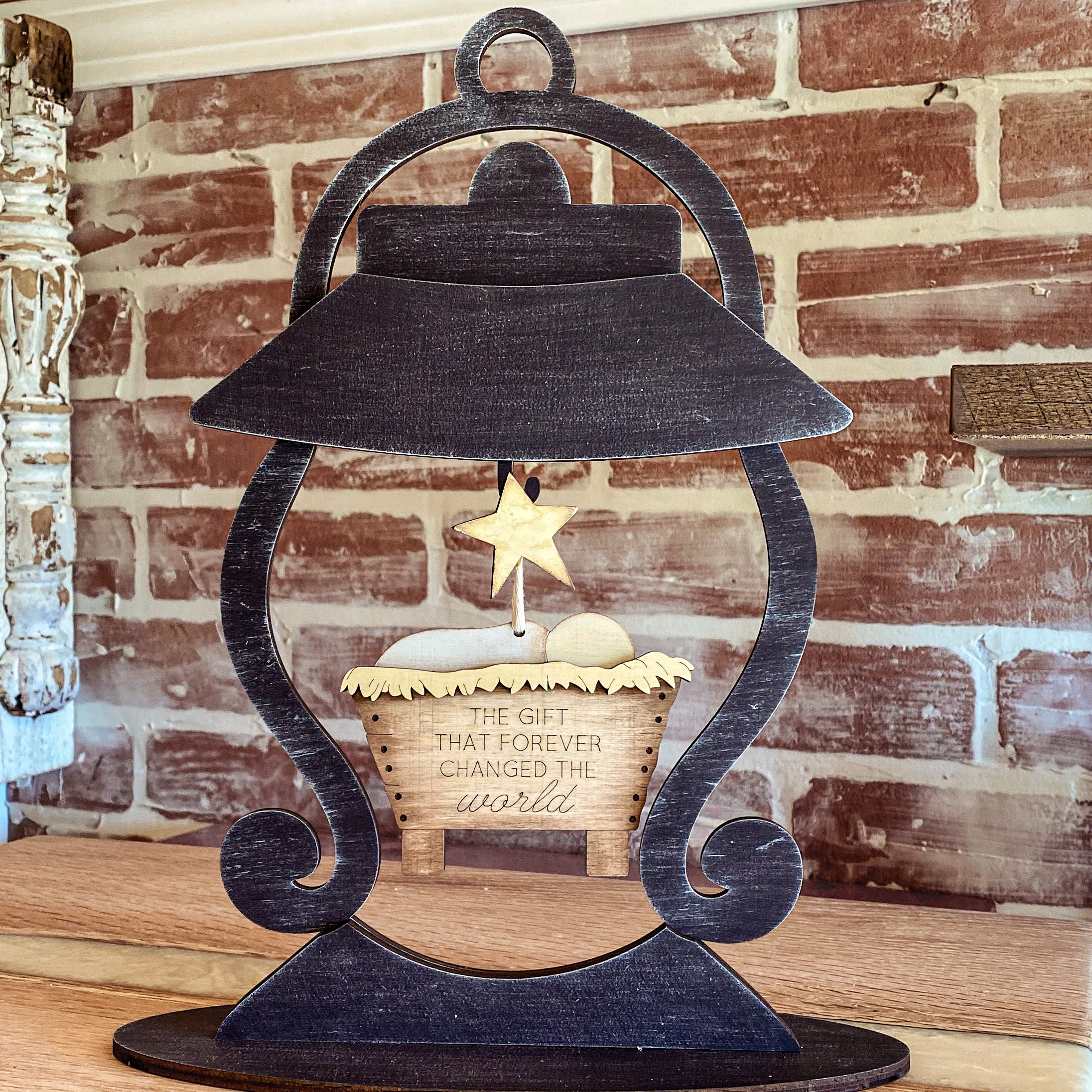 DIY Lantern With Manger Decor